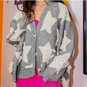 Bucketlist Wrapped in Stars Over Sized Cardigan Sweater
